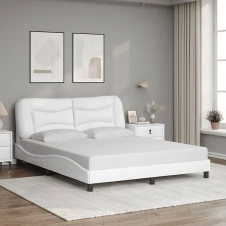 Cadre de lit sans matelas Hvar blanc 160x200 cm similicuir