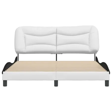 Cadre de lit sans matelas Hvar blanc et noir 160x200 cm similicuir