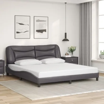Cadre de lit sans matelas Hvar gris 180x200 cm similicuir