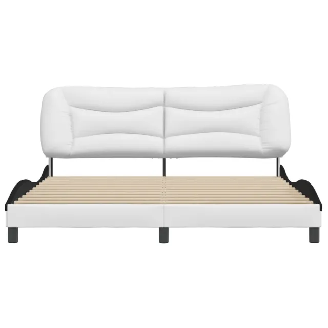 Cadre de lit sans matelas Hvar blanc et noir 180x200 cm similicuir
