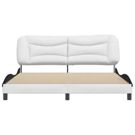 Cadre de lit sans matelas Hvar blanc et noir 180x200 cm similicuir