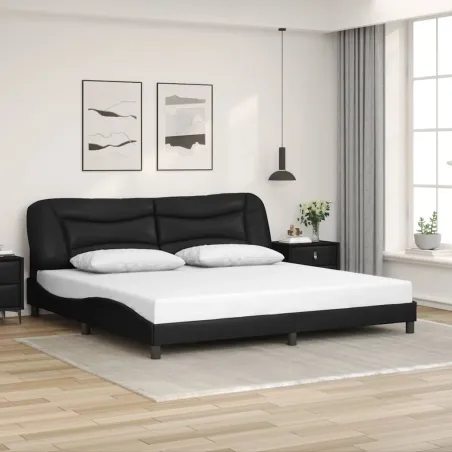 Cadre de lit sans matelas Hvar noir 200x200 cm similicuir