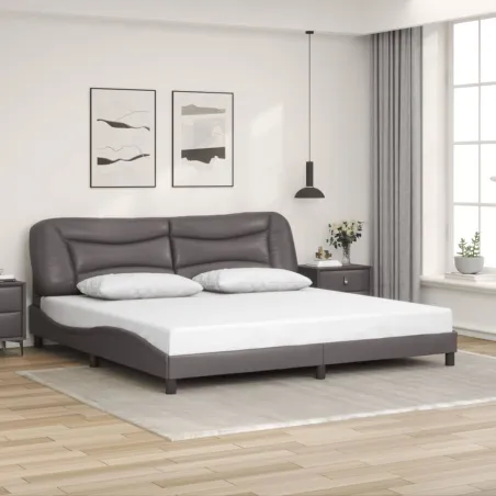 Cadre de lit sans matelas Hvar gris 200x200 cm similicuir