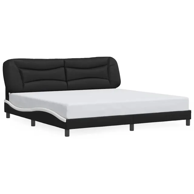 Cadre de lit sans matelas Hvar noir et blanc 200x200 cm similicuir