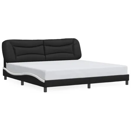 Cadre de lit sans matelas Hvar noir et blanc 200x200 cm similicuir