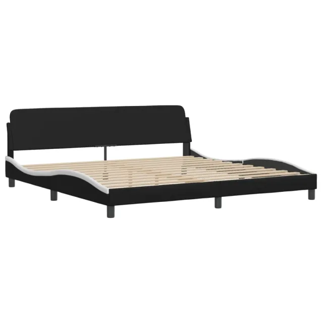Cadre de lit sans matelas Hvar noir et blanc 200x200 cm similicuir