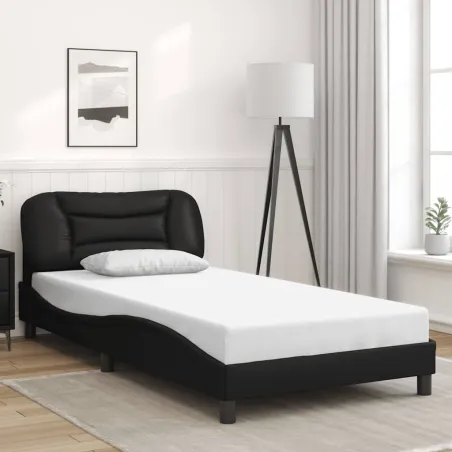 Cadre de lit sans matelas Hvar noir 100x203 cm similicuir