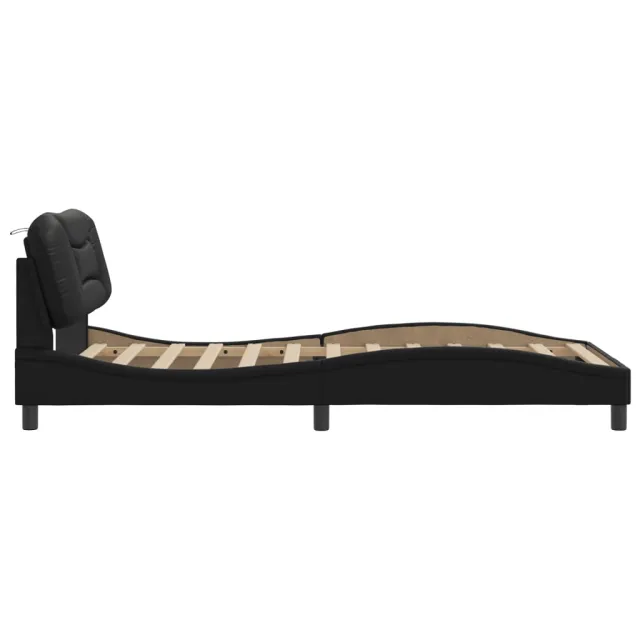 Cadre de lit sans matelas Hvar noir 100x203 cm similicuir