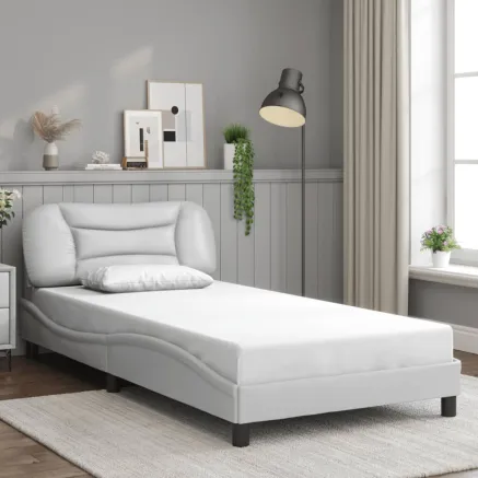 Cadre de lit sans matelas Hvar blanc 100x203 cm similicuir