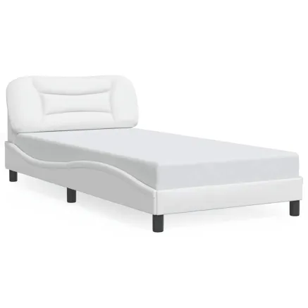 Cadre de lit sans matelas Hvar blanc 100x203 cm similicuir 2