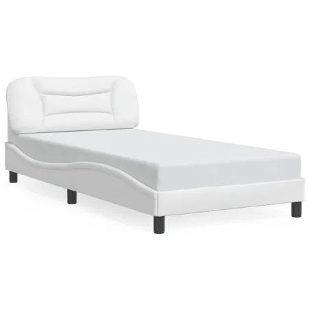 Cadre de lit sans matelas Hvar blanc 100x203 cm similicuir