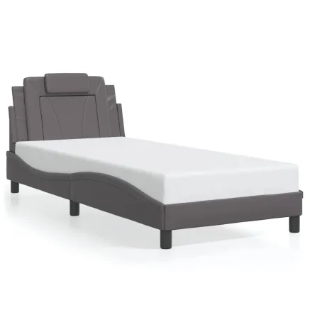 Cadre de lit Viana sans matelas gris 80x200 cm similicuir 2