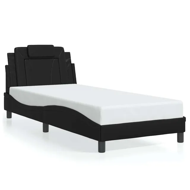 Cadre de lit Viana sans matelas noir 90x190 cm similicuir