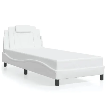 Cadre de lit Viana sans matelas blanc 90x190 cm similicuir