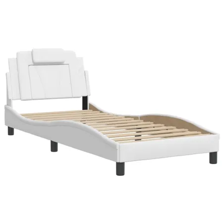 Cadre de lit Viana sans matelas blanc 90x190 cm similicuir