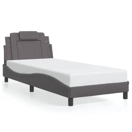 Cadre de lit Viana sans matelas gris 90x190 cm similicuir 2