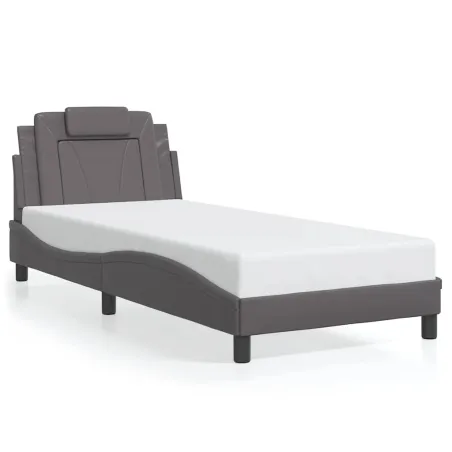 Cadre de lit Viana sans matelas gris 90x190 cm similicuir