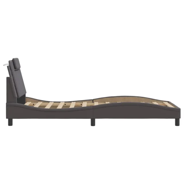 Cadre de lit Viana sans matelas gris 90x190 cm similicuir