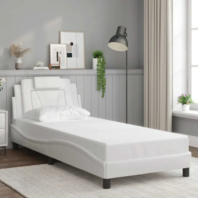 Cadre de lit Viana sans matelas blanc 90x200 cm similicuir