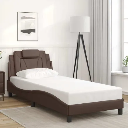Cadre de lit Viana sans matelas marron 90x200 cm similicuir