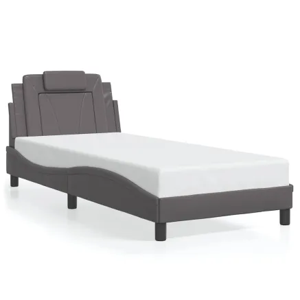Cadre de lit Viana sans matelas gris 90x200 cm similicuir 2