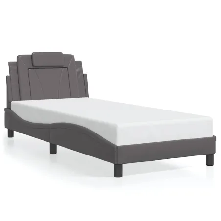 Cadre de lit Viana sans matelas gris 90x200 cm similicuir