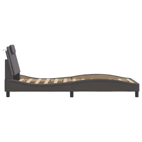 Cadre de lit Viana sans matelas gris 90x200 cm similicuir