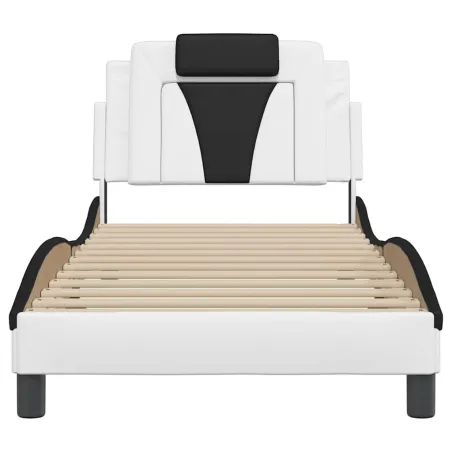 Cadre de lit Viana sans matelas blanc et noir 90x200 cm similicuir