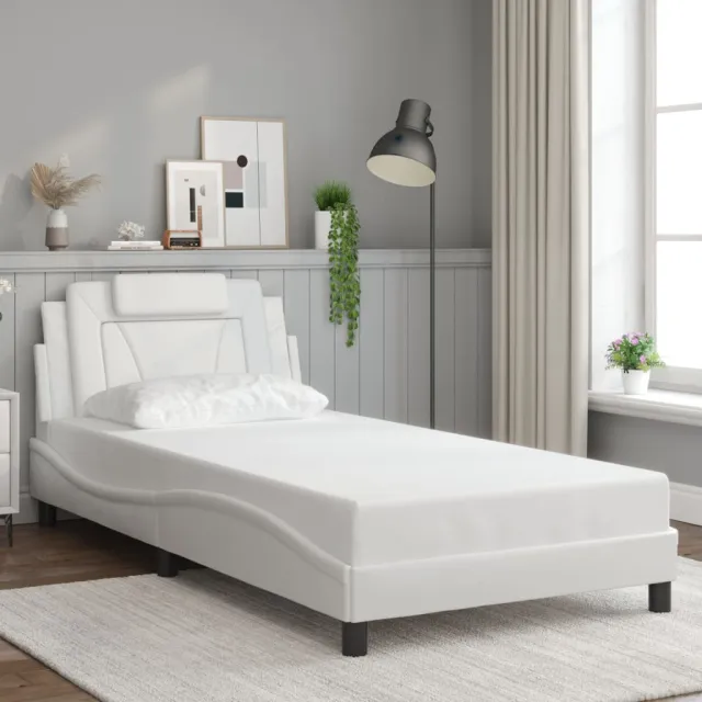 Cadre de lit Viana sans matelas blanc 100x200 cm similicuir
