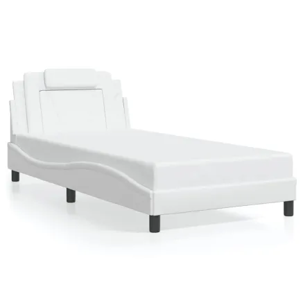 Cadre de lit Viana sans matelas blanc 100x200 cm similicuir 2