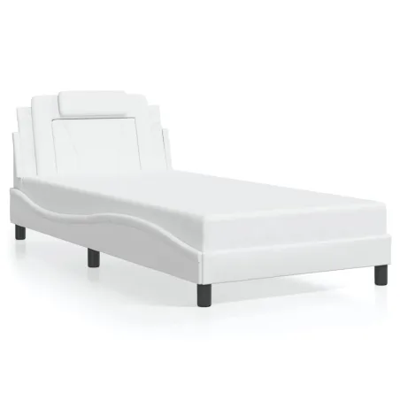 Cadre de lit Viana sans matelas blanc 100x200 cm similicuir