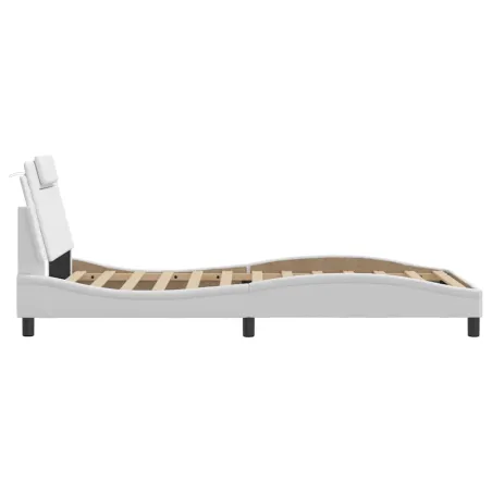 Cadre de lit Viana sans matelas blanc 100x200 cm similicuir