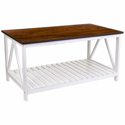 Mesa de Centro Alexandra House Living Blanco Madera de Paulonia Madera
