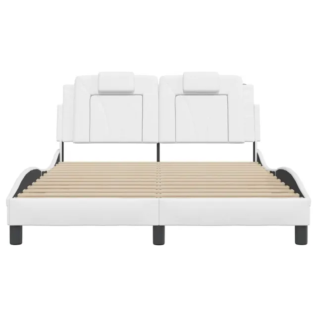 Cadre de lit Viana sans matelas blanc 120x200 cm similicuir