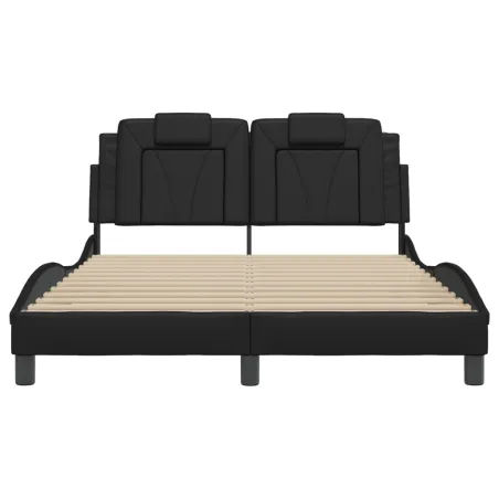 Cadre de lit Viana sans matelas noir 140x190 cm similicuir