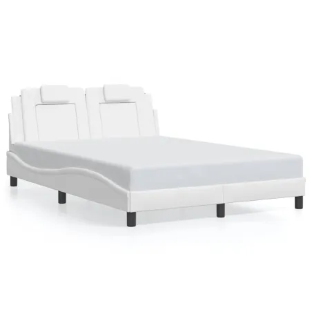 Cadre de lit Viana sans matelas blanc 140x190 cm similicuir