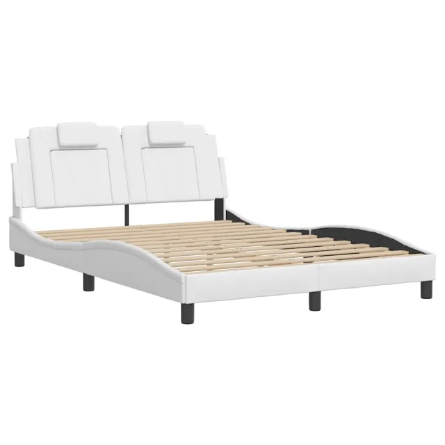 Cadre de lit Viana sans matelas blanc 140x190 cm similicuir