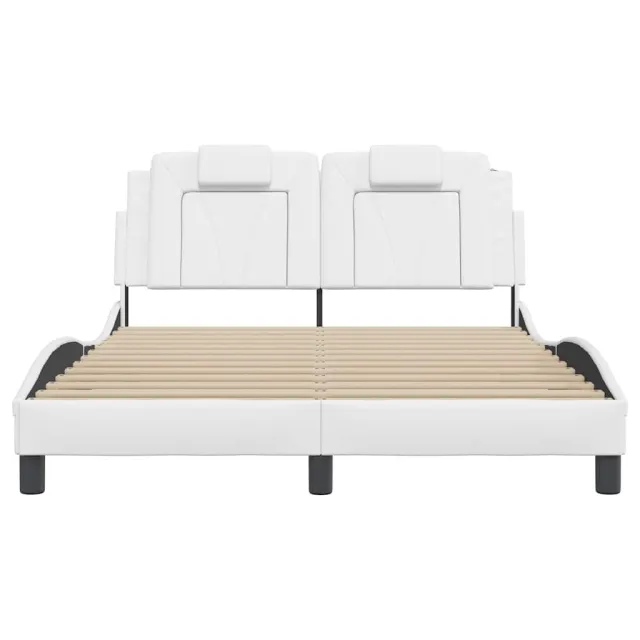 Cadre de lit Viana sans matelas blanc 140x190 cm similicuir