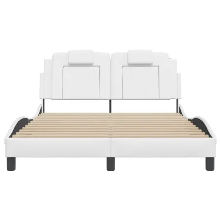 Cadre de lit Viana sans matelas blanc 140x190 cm similicuir