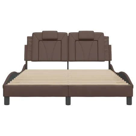 Cadre de lit Viana sans matelas marron 140x190 cm similicuir