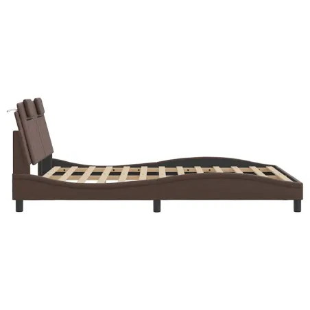 Cadre de lit Viana sans matelas marron 140x190 cm similicuir
