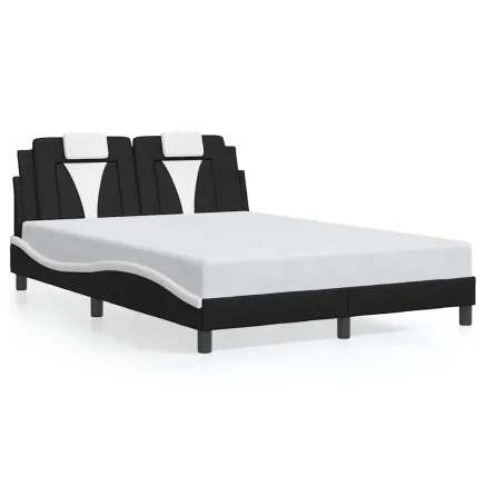 Cadre de lit Viana sans matelas noir et blanc 140x190 cm similicuir 2