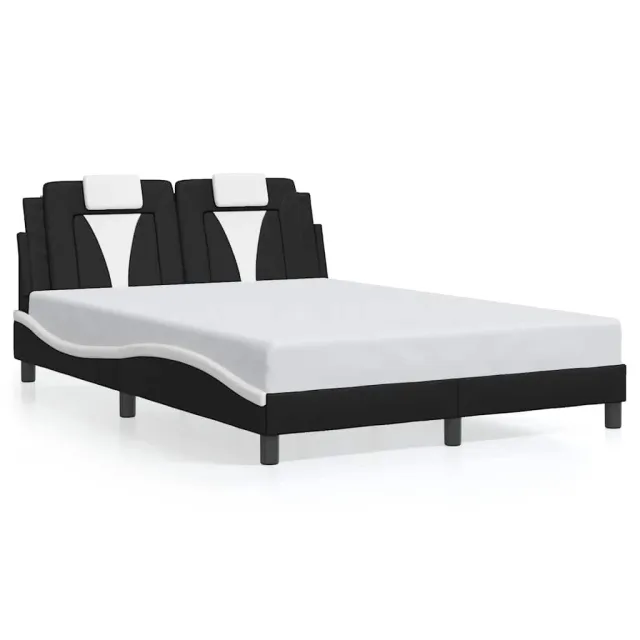 Cadre de lit Viana sans matelas noir et blanc 140x190 cm similicuir