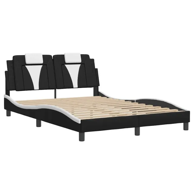 Cadre de lit Viana sans matelas noir et blanc 140x190 cm similicuir