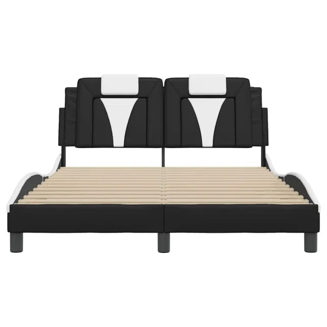 Cadre de lit Viana sans matelas noir et blanc 140x190 cm similicuir