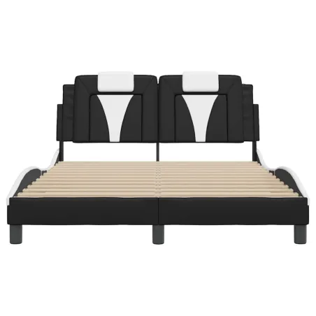 Cadre de lit Viana sans matelas noir et blanc 140x190 cm similicuir