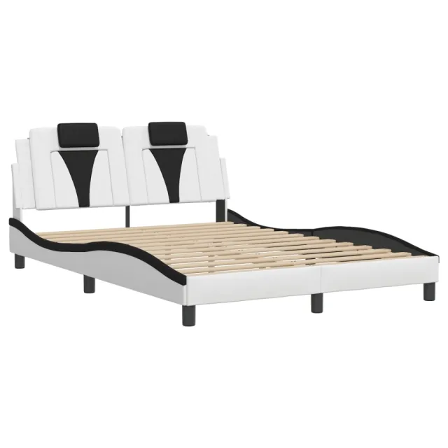 Cadre de lit Viana sans matelas blanc et noir 140x190 cm similicuir