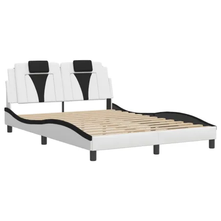 Cadre de lit Viana sans matelas blanc et noir 140x190 cm similicuir