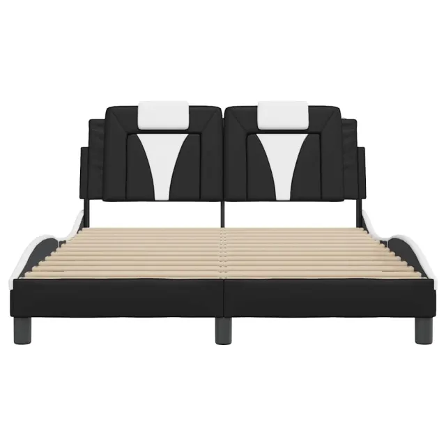 Cadre de lit Viana sans matelas noir et blanc 140x200 cm similicuir