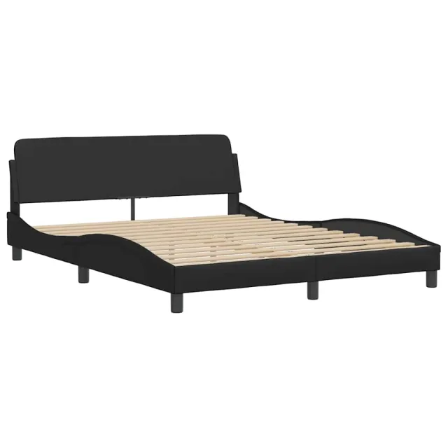 Cadre de lit Viana sans matelas noir 160x200 cm similicuir